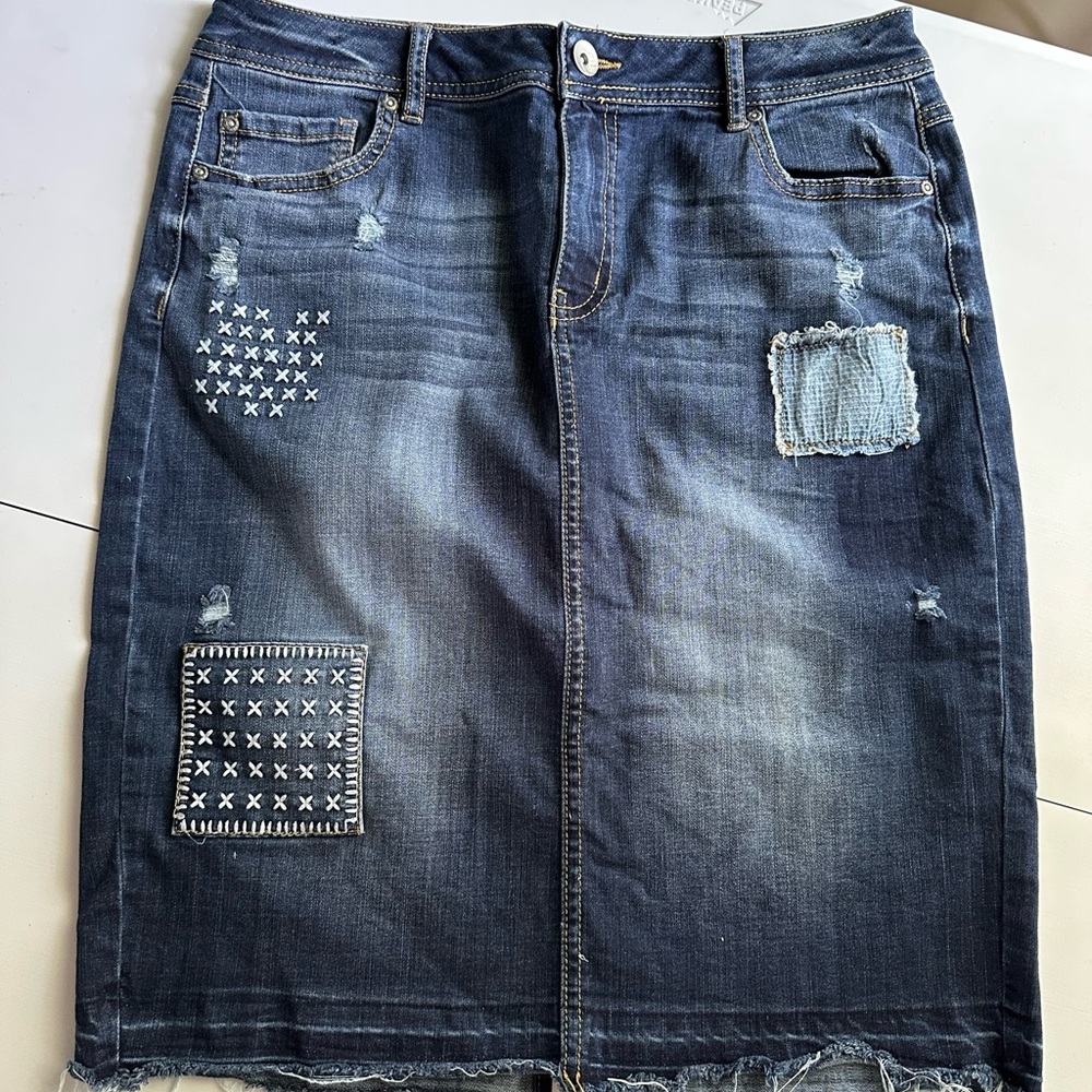 Cato Denim Patchwork Skirt